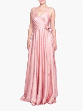 NEW MARCHESA NOTTE matera wrap floral gown in rose